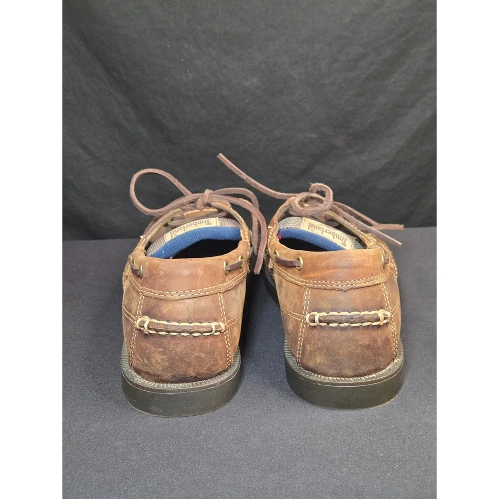 Timberland Mens Brown Leather Boat Shoes Nautical Loafers 5232R Size 10.5 M